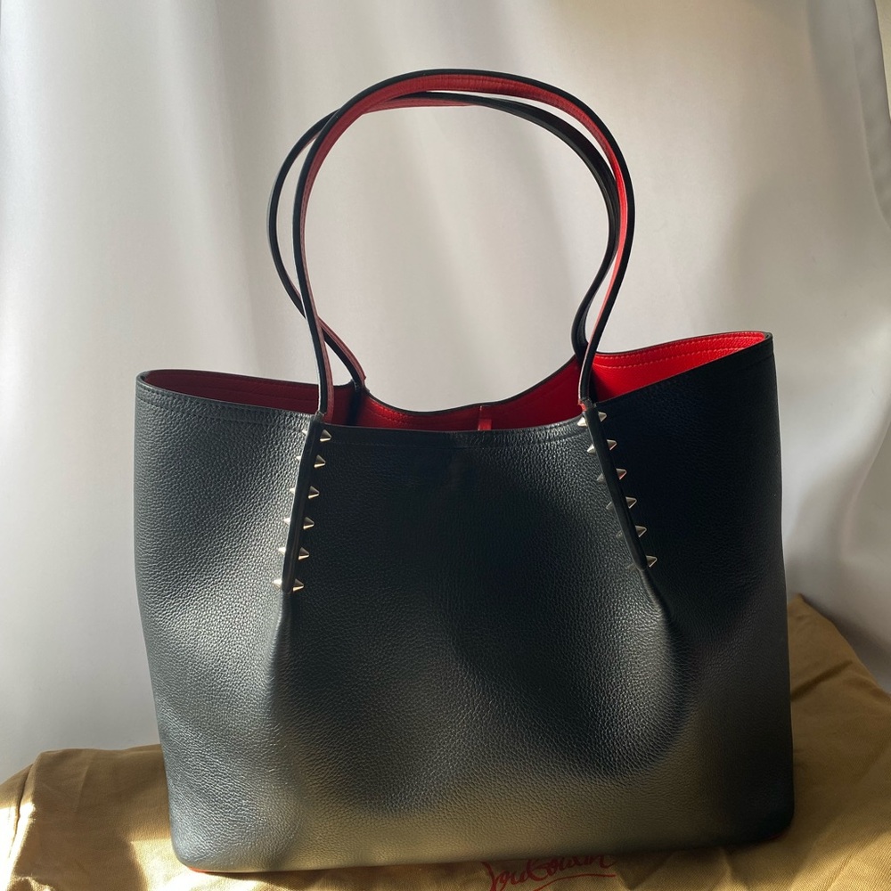 Christian Louboutin Black Tote with Red Interior and Studs
